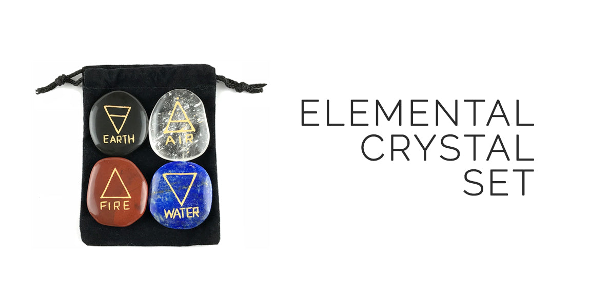 Elemental Crystal Set With Engraved Element Alchemy Symbols
