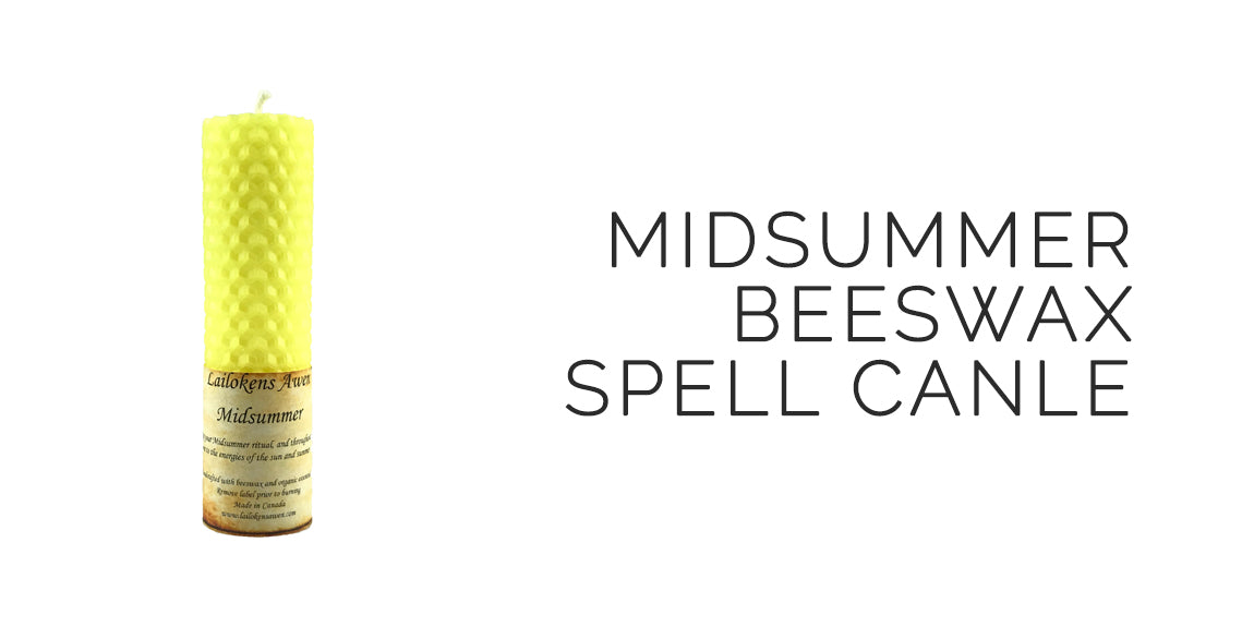 Midsummer Beeswax Spell Candle - By Lailoken's Awen - Midsummer Sabbat Box