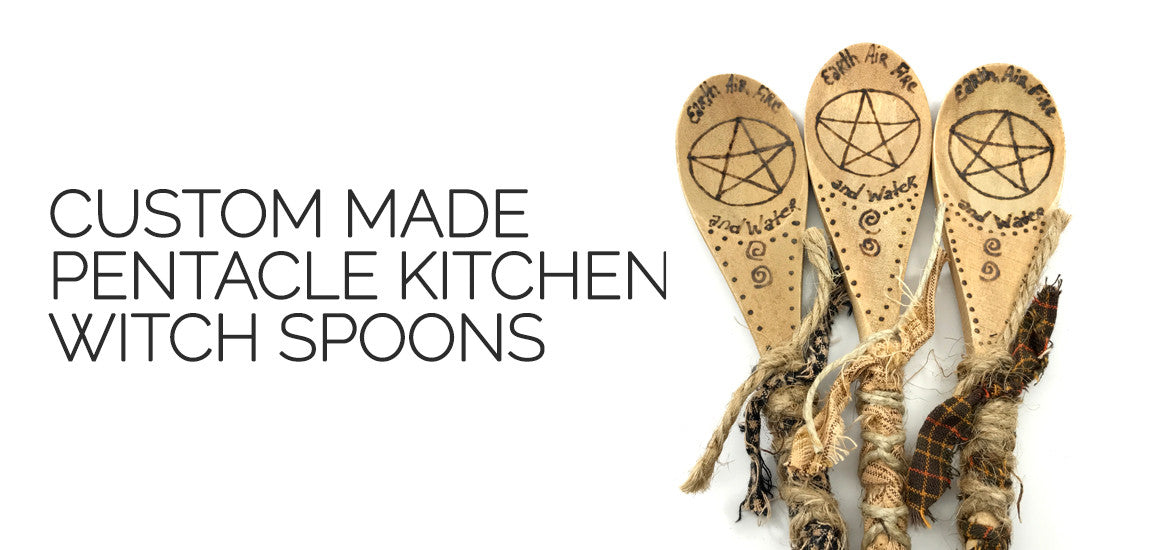 Kitchen Witch Spoons - Pentacle Kitchen Witch Spoons - Lammas Sabbat Box
