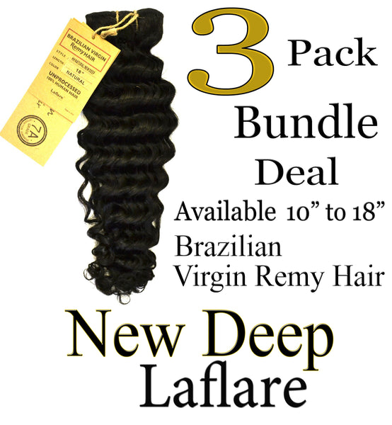 Laflare Brazilian Virgin Remy New Deep Hair 3 Pack Bundle 5551