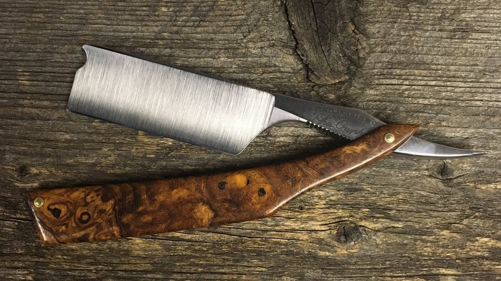 Portland Razor Co. Kent of Inglewood 8/8 Razor, Square Point - Burled Ironwood