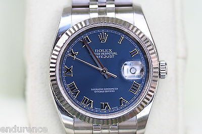 rolex datejust 36mm blue dial roman