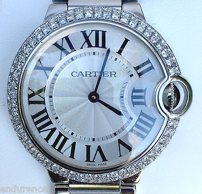 cartier ladies ballon bleu watch with custom diamond bezel