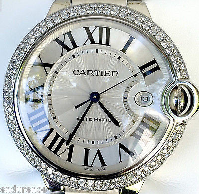 cartier ladies ballon bleu watch with custom diamond bezel