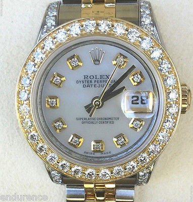 rolex ladies datejust mother of pearl diamond dial