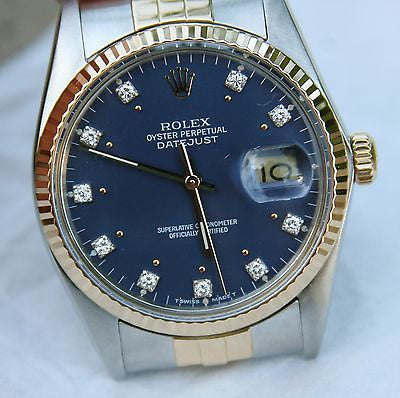 rolex datejust two tone blue dial