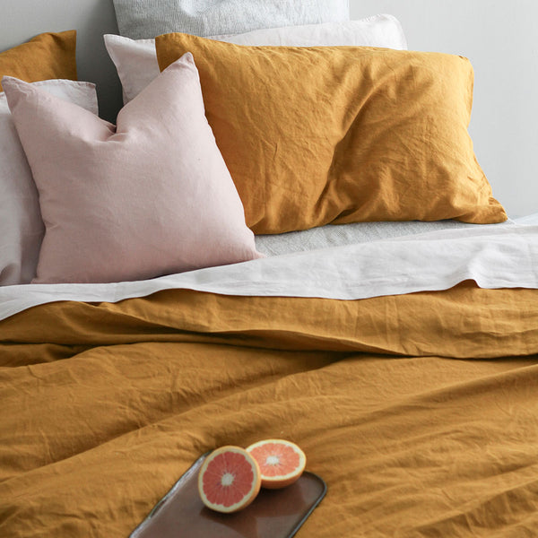 A C Flax Linen Duvet Cover Marigold A C Homestore