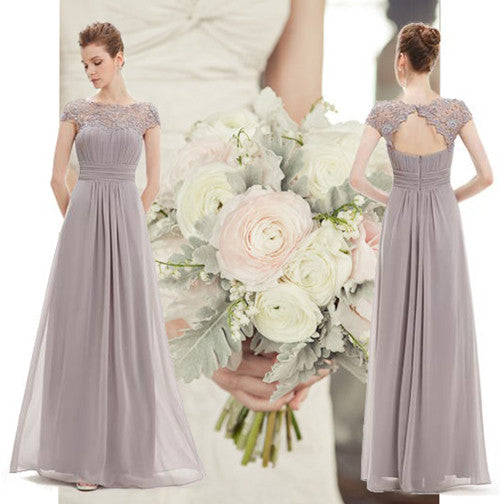 Grey Purple Bridesmaid Dresses 