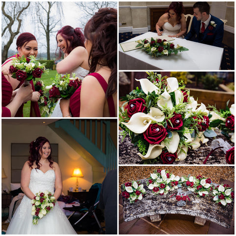 Burgundy Rose Calla Lily Bouquets