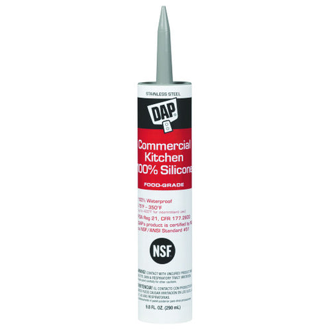 Commercial Kitchen Silicone Sealant, 9.8 oz. Cartridge, Stainless Steel