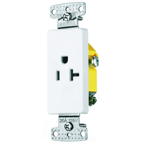 Decorator Receptacle Single Self Grounding 20 Amps White