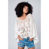 Oversized crochet top in white - Ceiba Imports