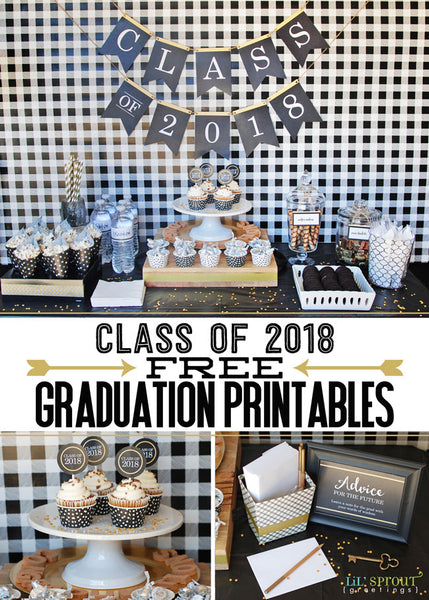 Free Class of 2018 Graduation Party Printables by Lil' Sprout Greetings