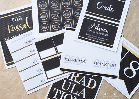 2018 Free Printable Graduation Party Printables by Lil' Sprout Greetings