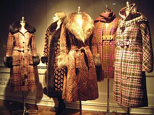 A great window display at Saks Fifth Avenue, New York City, featuring beautiful tweed coats by Bonnie Cashin, compliments of The Cats Pajamas.