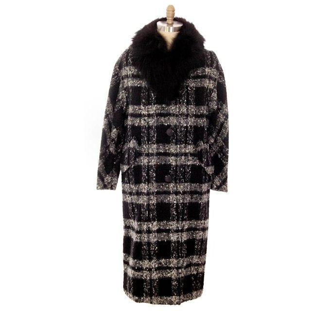 black and white plaid winter coat