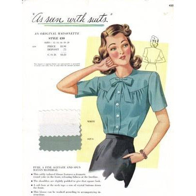 VINTAGE MAISONETTE FABRIC SWATCH 1940S 8X11 430 430 - The Best Vintage Clothing