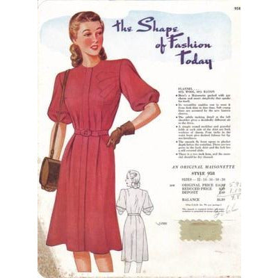 VINTAGE MAISONETTE FABRIC SWATCH 1940S 8X11 958 958 - The Best Vintage Clothing