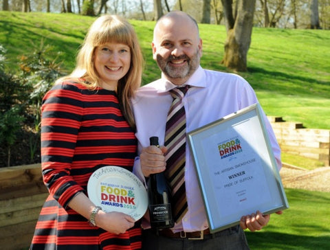 Tim & Gill of The Artisan Smokehouse winning at the Suffolk Food & Drink Awards