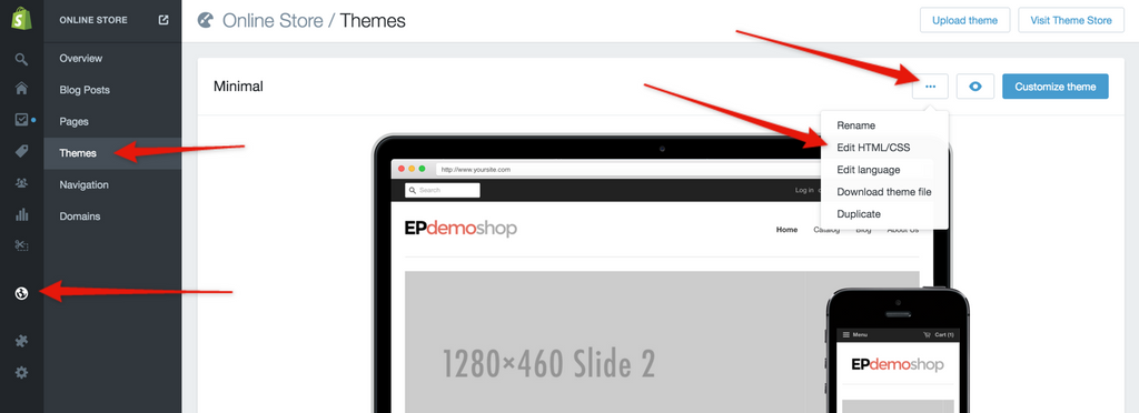 Shopify - Edit the HTML and CSS of your theme