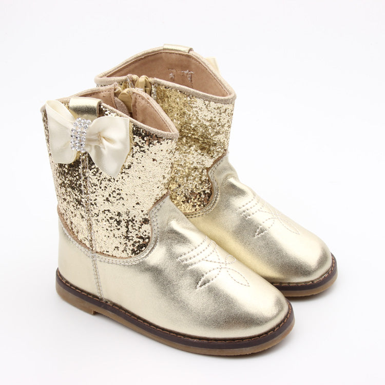 gold glitter cowboy boots