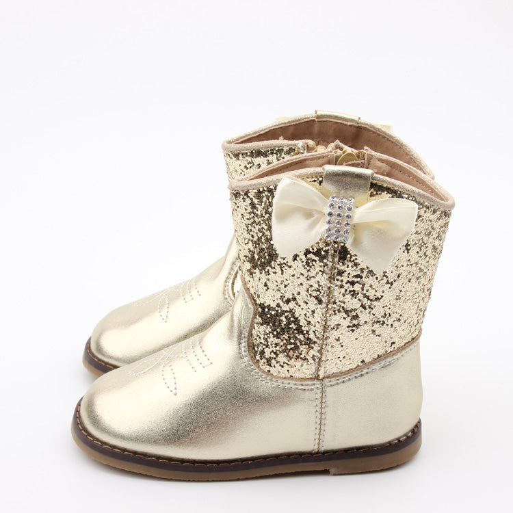 gold glitter cowboy boots