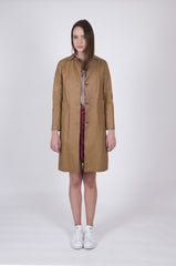 Uptown Hippie Caramel Leather Coat: Size Small