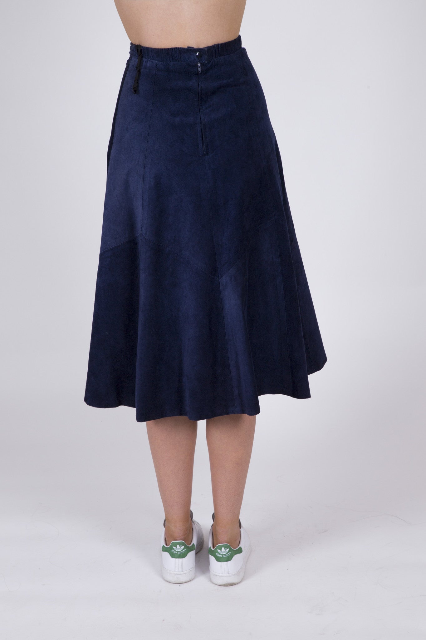 A Line Blue Suede Midi Skirt: Size 6