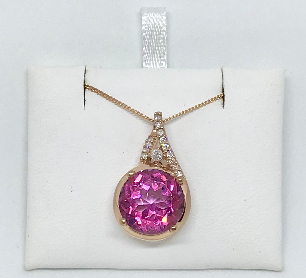10Kt Pink Canadian Diamond Pendant & Necklace