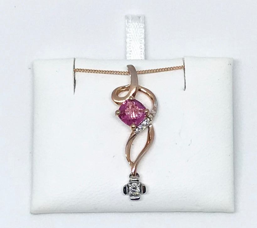 10Kt Pink & White Canadian Diamond Pendant