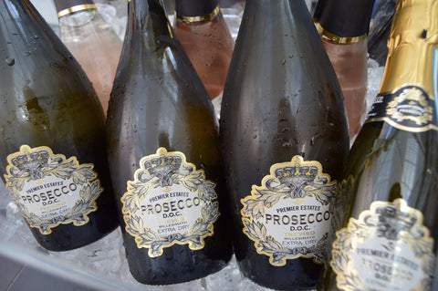 Prosecco bottles in ice