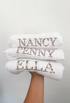 Personalised Embroidered Floral Name Cellular Blanket