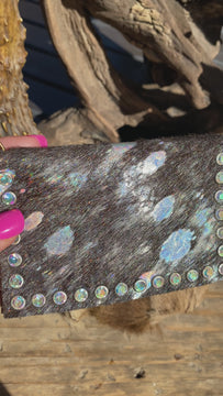 Keep It Gypsy Iridescent Stone Studded Leather Keychain Wallet