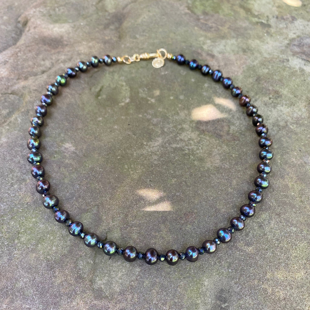 Her Peacock Pearl and Black Spinel Necklace