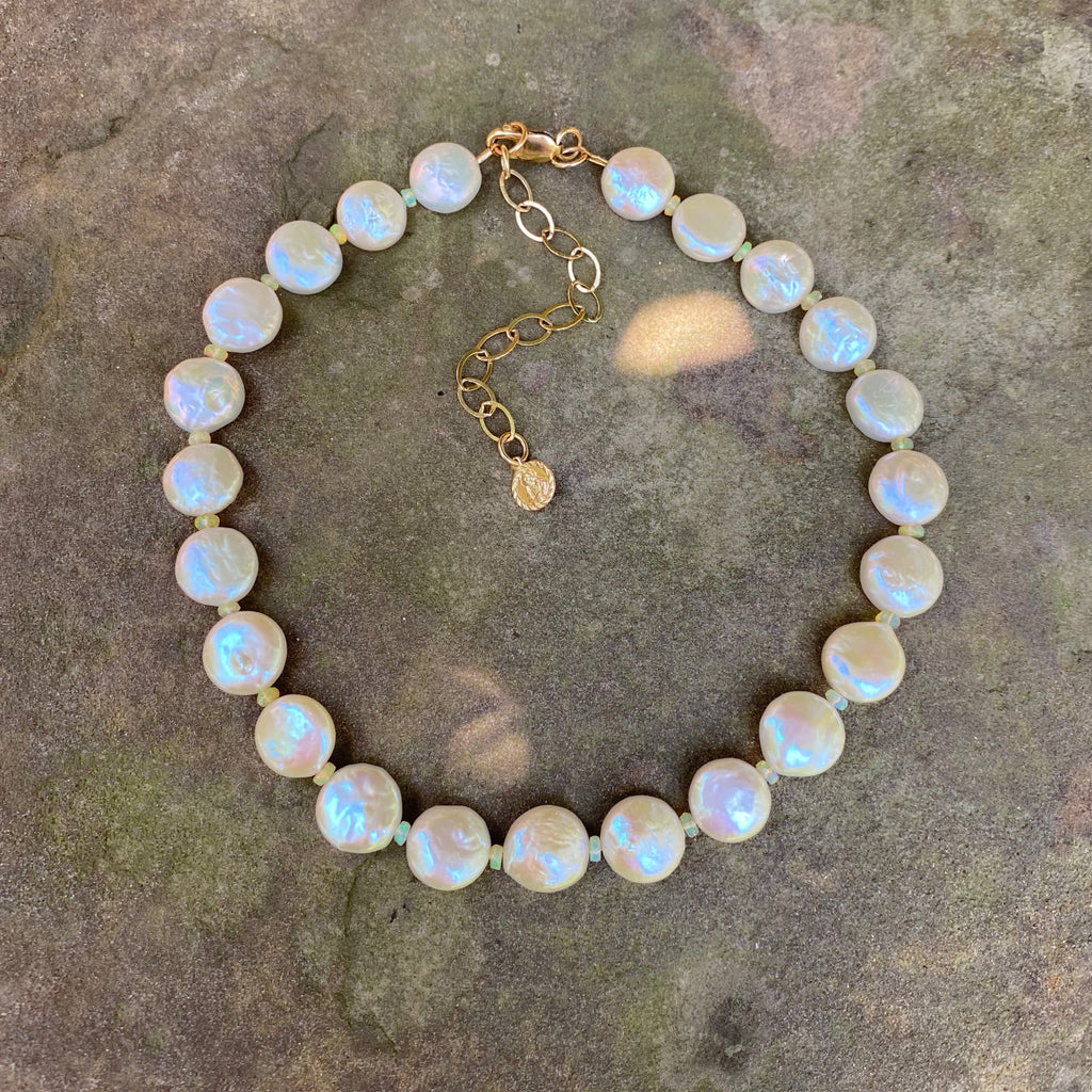 Coin Pearl and Opal Necklace