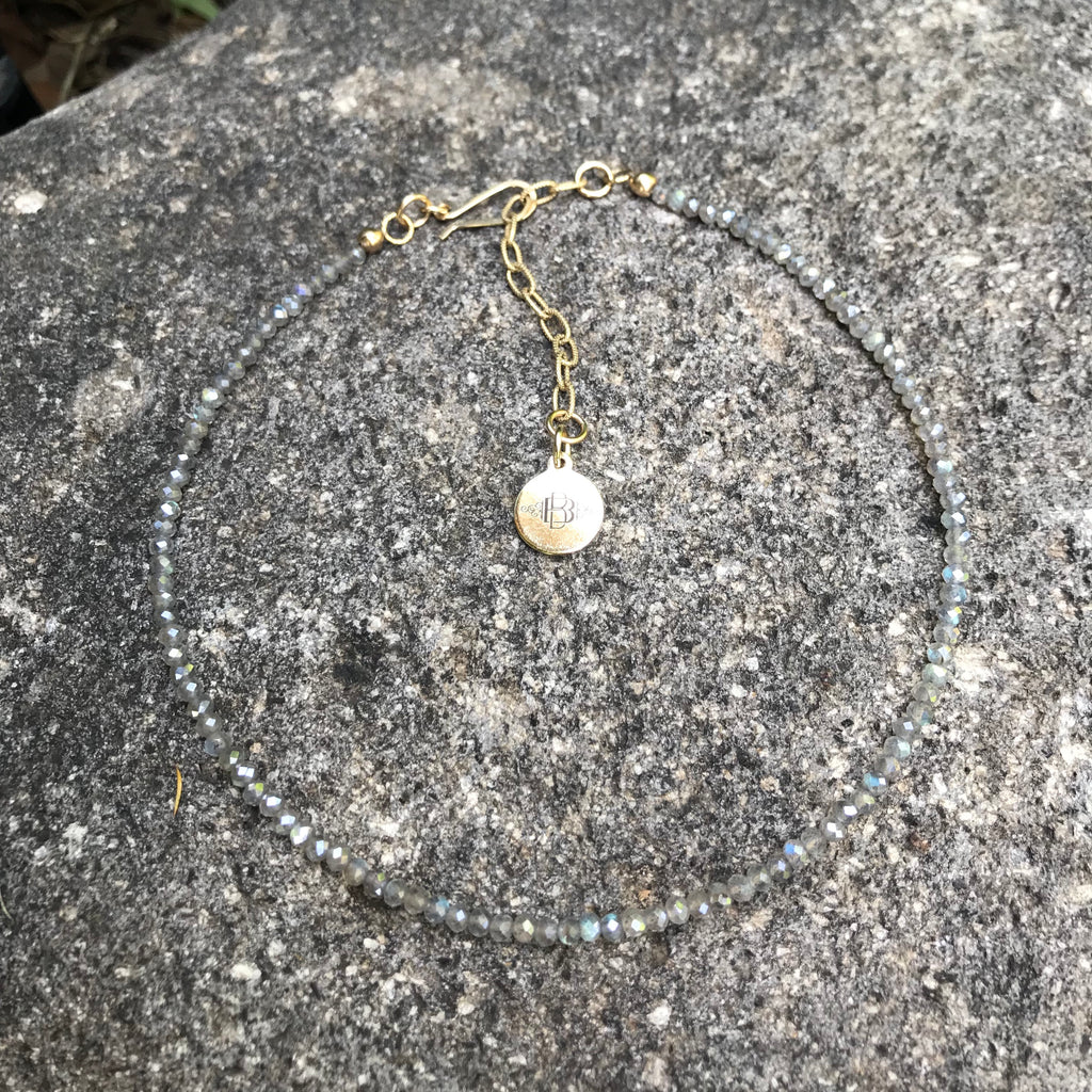 14K GF Labradorite Choker of Double Wrap Bracelet