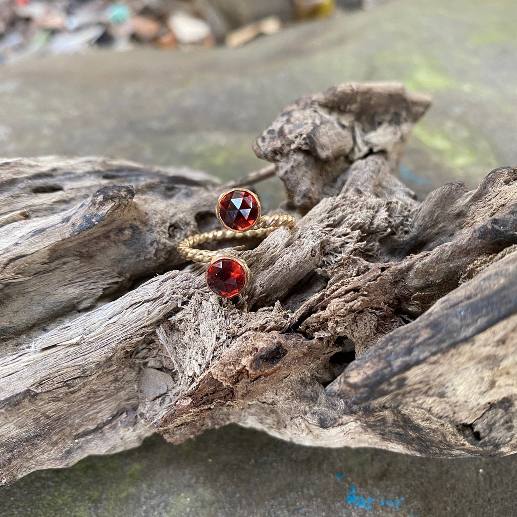 14K GF Faceted Garnet Ring