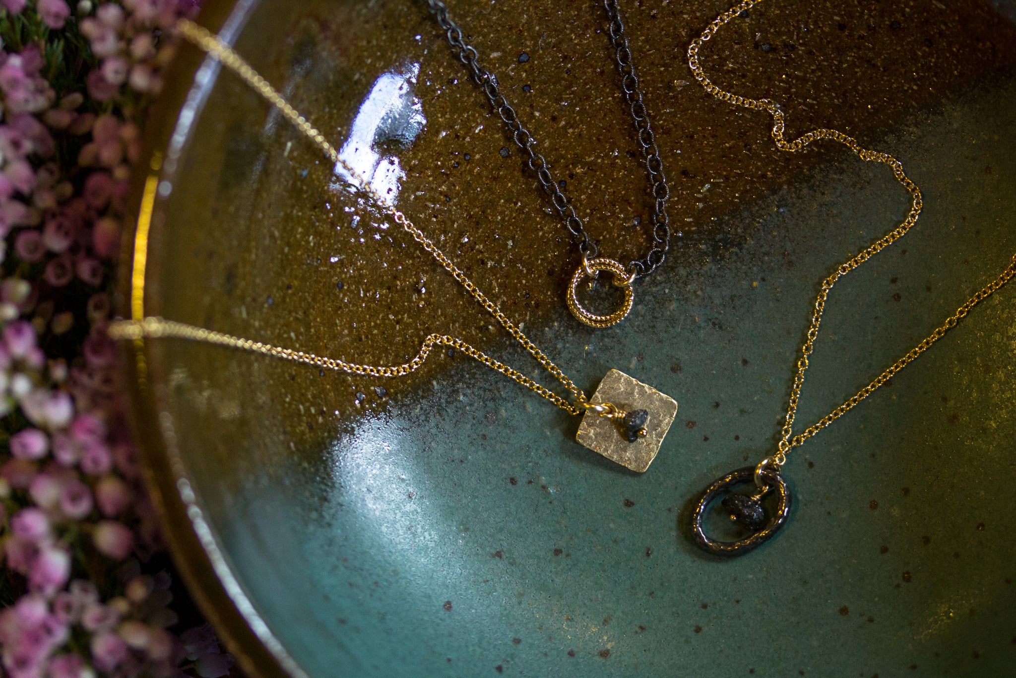 Mixed Metal Silver Gold Necklaces with Diamond Accents