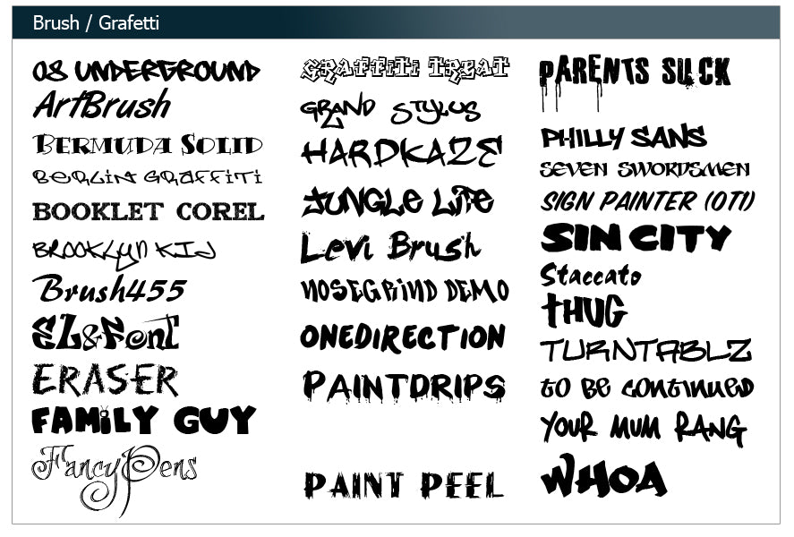 Brush and Graffiti Fonts