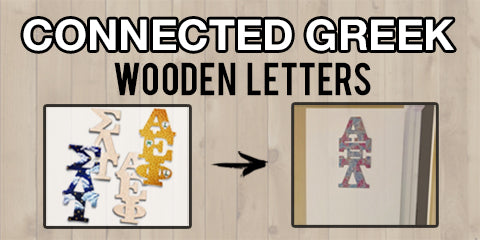 Custom Greek wood connected letters for paddles
