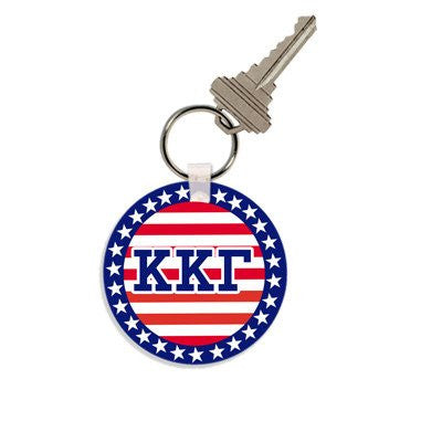 greek sorority fraternity stars stripes flag independence day patriotic key chain accessory