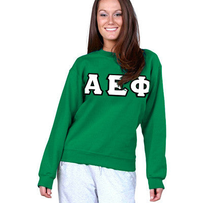 Alpha Epsilon Phi Sorority 8oz Crewneck Sweatshirt - Gildan 18000 - TWILL