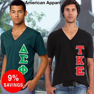 Fraternity Vertical V-Neck Tee Package - American Apparel 2456W - TWILL
