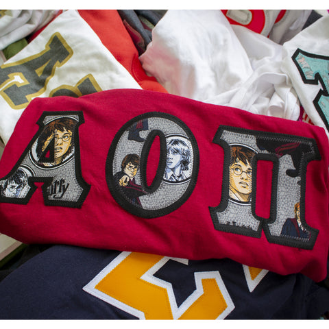 Alpha Omicron Pi Letter T-Shirt - Gildan 5000 - TWILL