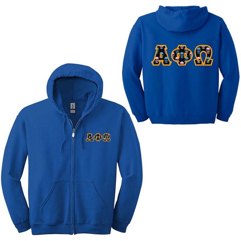 Alpha Phi Omega Fraternity Full-Zip Hoodie - G186 - TWILL