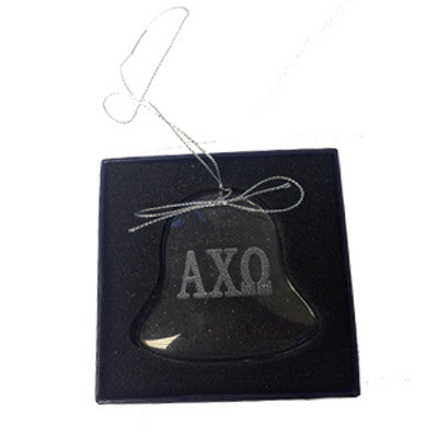 Greek Bell Engraved Glass Christmas Ornament - CRY1402