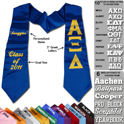 Greek Custom Printed Graduation Stole - CAD
