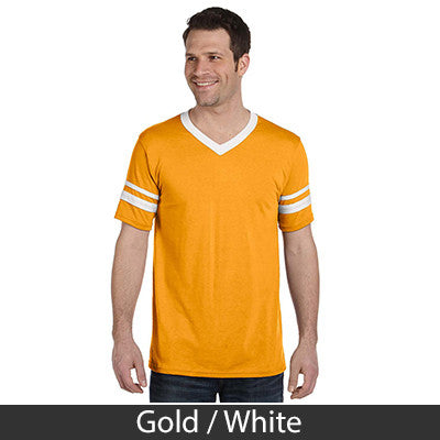 Theta Delta Chi Striped Tee with Twill Letters - Augusta 360 - TWILL