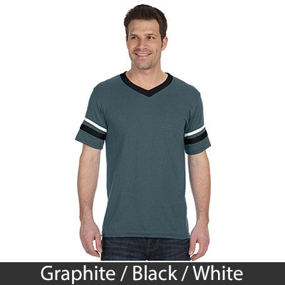 Theta Delta Chi Striped Tee with Twill Letters - Augusta 360 - TWILL