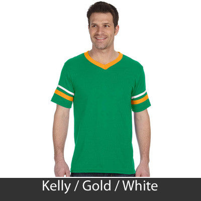 Alpha Gamma Rho Striped Tee with Twill Letters - Augusta 360 - TWILL